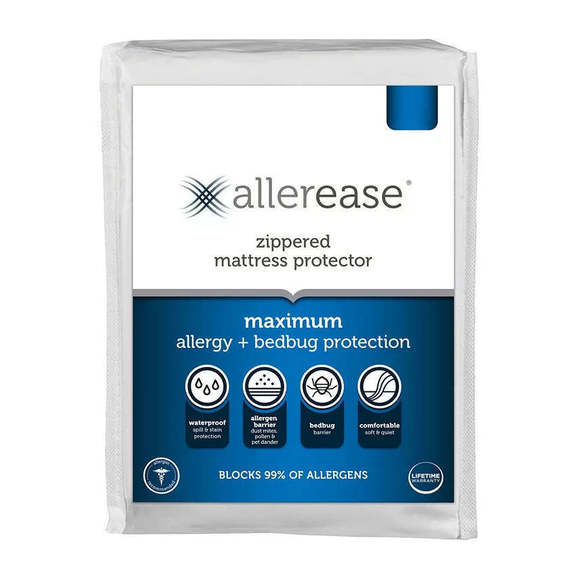 Allerease Maximum Allergy Relief Zippered Mattress Protector, Queen - Picture 4 of 7